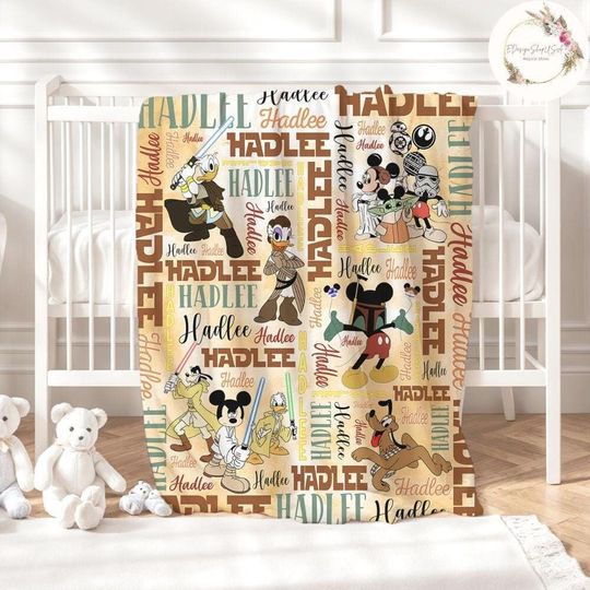Discover Personalized Mickey and Friends Cosplay Disney Star Wars Blanket, Galaxy's Edge Star Wars Family Gift for Kids, May the Force be with You