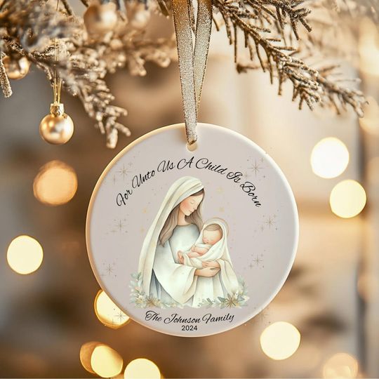 Nativity Christmas Metal Ornament, Personalized Christian Holiday Decor