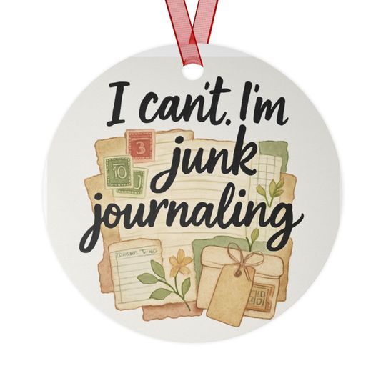 Aluminum Christmas Metal Ornament: Junk Journaling Design