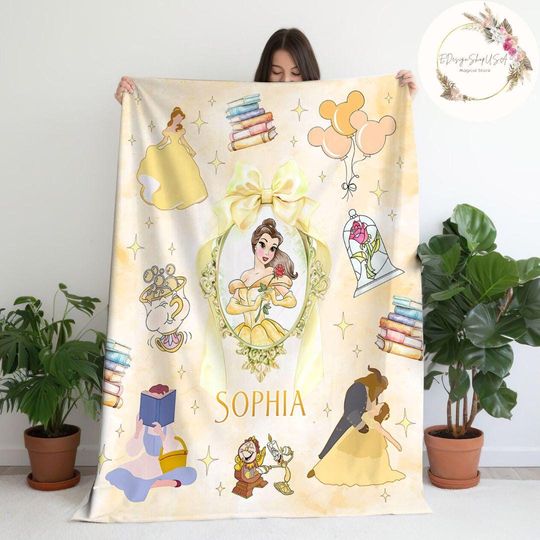 Discover Personalizedr Coquette Bow Disney Princess Blanket, WDW Disneyland Baby Girl Trip Blanket, Princess Birthday Girl Gift Home Decor