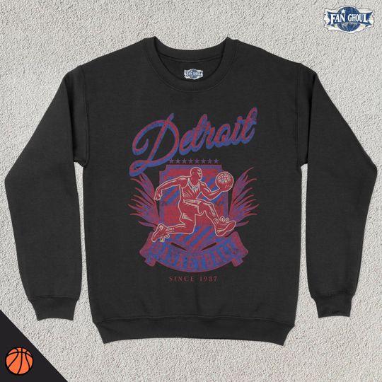 Discover Vintage Detroit Basketball Crewneck, American Sports Sweatshirt, US Sports Clothing, Basketball Fan Gift, Basketball Varsity Apparel