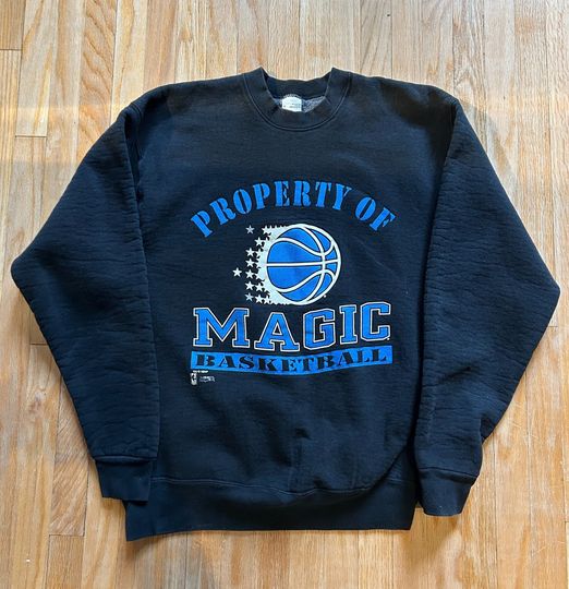 Vintage 1990s NBA Basketball Orlando Magic Florida Heavyweight Crewneck Sweatshirt Tage Size L/ XL Made in USA
