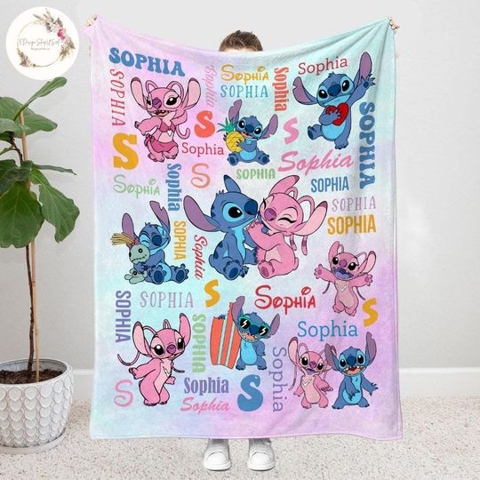 Discover Personalized Disney Stitch Blanket, Stitch & Angel Baby Blanket, Stitch Birthday Gift, WDW Disneyland Stitch, Disney Trip Blanket