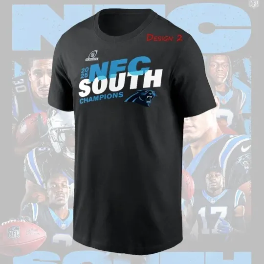 Discover Carolina 1Panther 2025 NFC South Division Champions TShirt S-5XL Style2