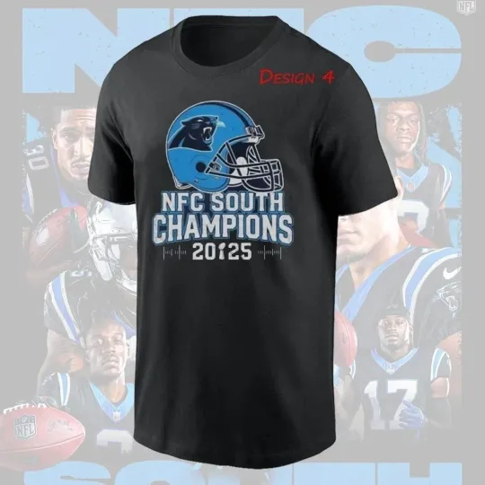 Discover Carolina 1Panther 2025 NFC South Division Champions TShirt S-5XL Style4