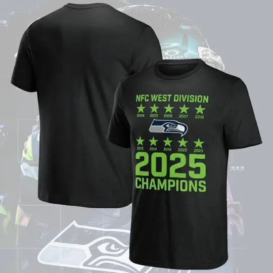 Discover Seatttle Seahawks 2025 NFC West Divisiion Champions T-Shirt Gift For Fan S-5XL