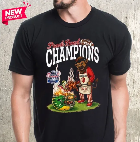 Discover Hoosiers 2026 CFP Peaaach Bowl Champions T-Shirt, Black Tee Gift For Fan