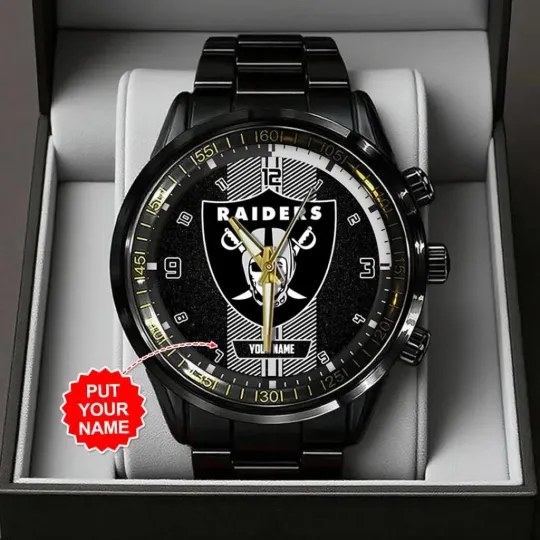 Personalized Lass Vegas Raider Black Stainless Steel Watch