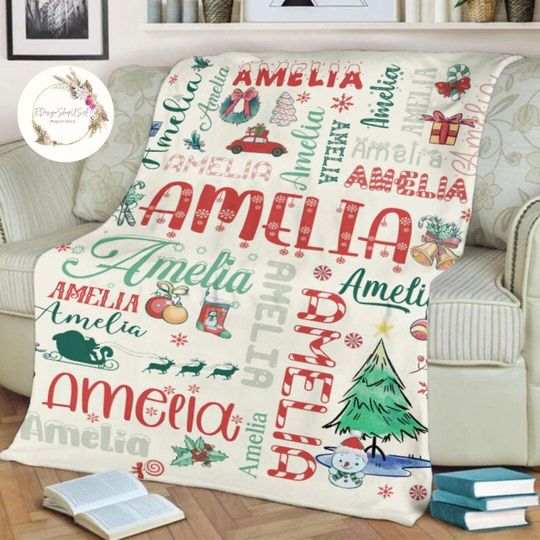 Discover Personalized Santa Snowman Christmas Blanket, Gingerbread Merry Christmas Party Home Decor, Family Christmas Tree, Christmas Gifts for Kids