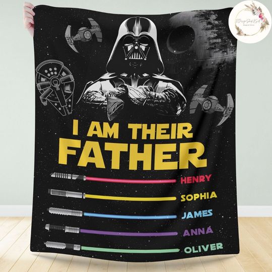 Discover Personalized I Am Their Father Star Wars Dad Blanket, Disney Gift for Dad, Father's Day Gift, Galaxy Edge Blanket, Darth Vader Dad Blanket