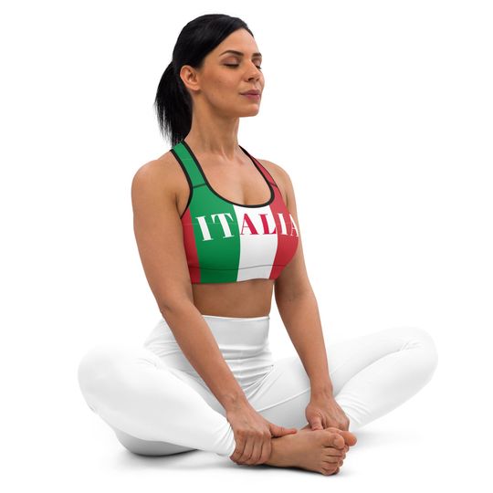 Discover Viva Italia! Italia sports bra, Italy athletic bra, reggiseno sportive, Italian flag, Italian sportswear
