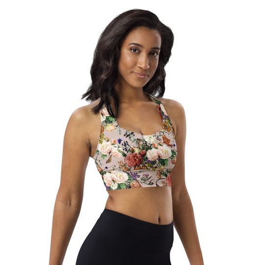 Discover Summer Bouquets Longline sports bra