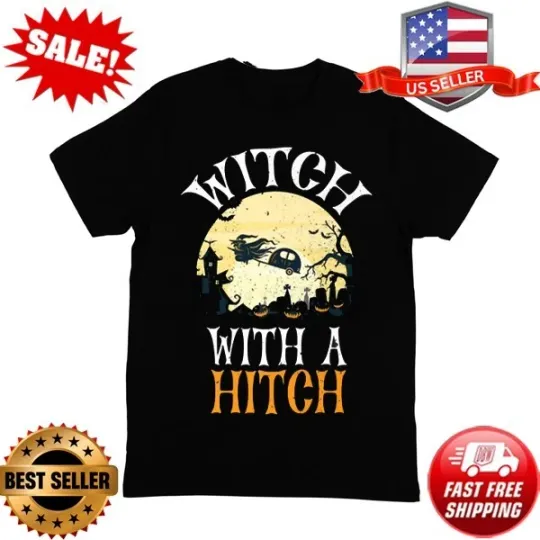 Discover Witch With A Hitch Camping Squad Halloween Camper Unisex T-shirt S-5XL