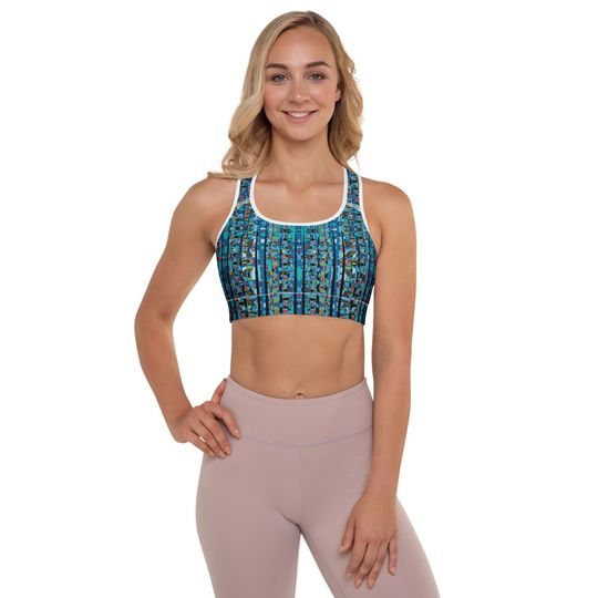 Discover Blue Mosaic Sports Bra  Bold Print Activewear