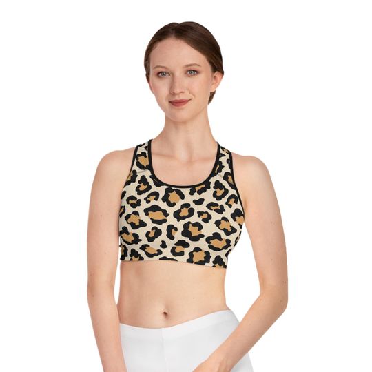 Discover Leopard Print Sports Bra - Racerback Activewear Top