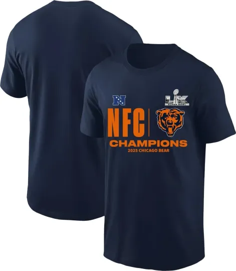 Discover Bear 2025 N.F.C Conference Champions Super LX Navy T-Shirt S-5XL