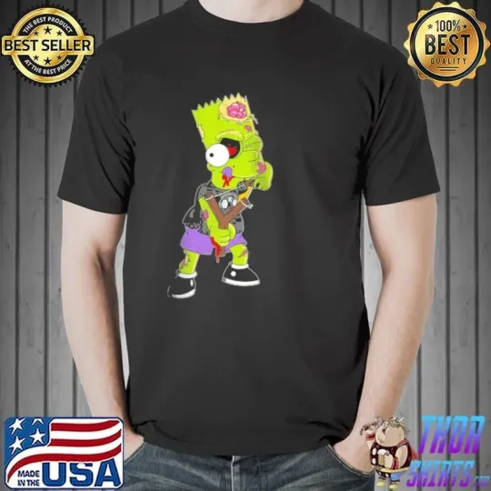 Discover The Simpsons treehouse of horror bart zombie slingshot head halloween shirt