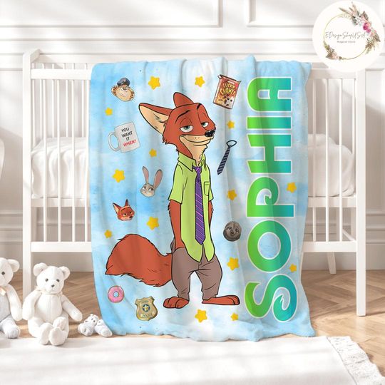 Discover Personalized Disney Zootopia Blanket, Zootopia 2 Movie Judy Hopps Nick Wilde Gary De'Snake Birthday Boy, Birthday Girl Blanket