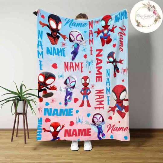 Discover Personalized Disney Spidey and His Amazing Friends Superhero Blanket, Marvel Spiderman Blanket, Spider Man Birthday Boy Girl Gift