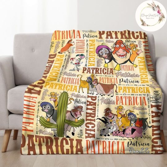 Discover Personalized Disney Home on the Range Blanket, Custom Name Cow Maggie Mrs Caloway Birthday Blanket, WDW Disneyland Family Gifts