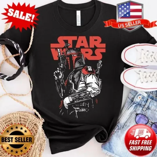 Star Wars: Empire Strikes Back Boba Fett Grunge Bounty Hunter Shirt Vintage