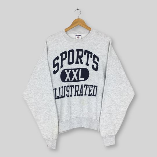 Discover Vintage 90s Sports XXL Illustrated Sweatshirt Large Sport XXL Illustrated Spell Out Sweater Game Day Football Crewneck Sports Gray Jumper L