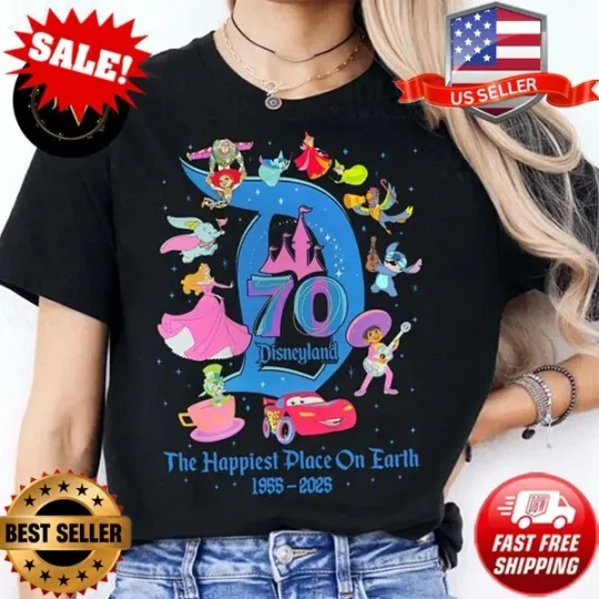 Discover Disneyland 70th anniversary 1955-2025 shirt, Disneyland Characters T-shirt