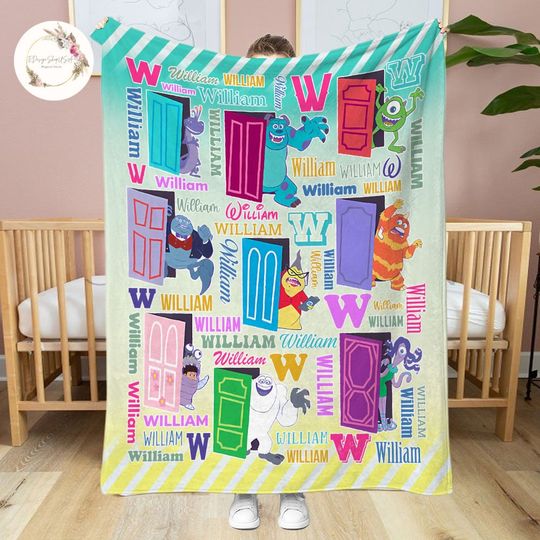 Discover Personalized Pixars Monsters Inc Doors Characters Blanket, Disney Monster Inc Blanket, Sulley Mike Boo Roz, Monster Family Birthday Party