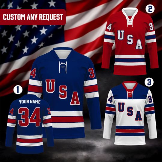 Discover Custom USA Sport Lace Hockey Jersey, 2026 Winter Games Hockey Shirt, Patriotic American Ice Hockey Fans Shirt