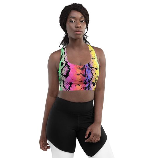 Rainbow Snakeskin Longline sports bra