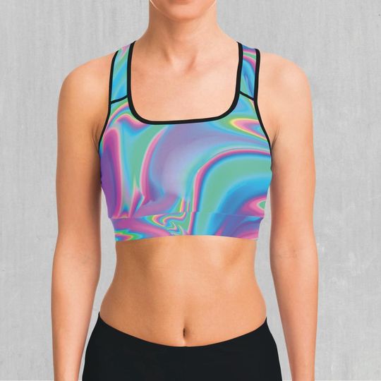 Discover Holographic Sports Bra, Women's Sports Bra, Workout Bra, Yoga Bra, Sports Bra For Women