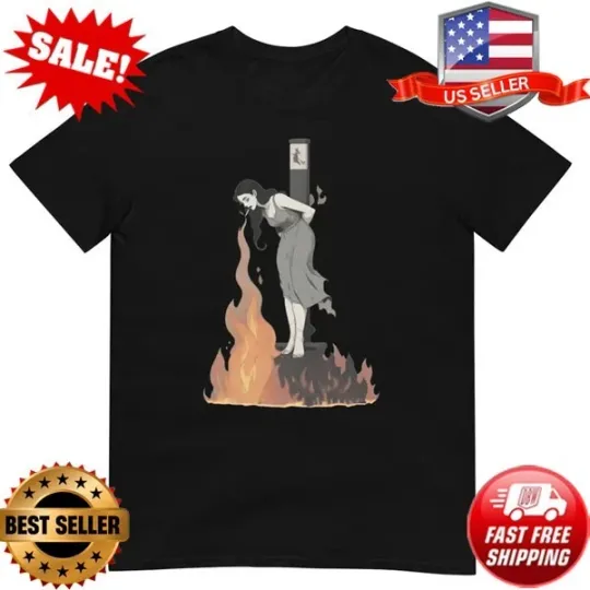 Discover Witch Lighting Cigarette While Burning at the Stake / No Text - Unisex Tee