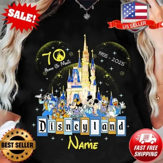 Discover Custom Disneyland 70Th Anniversary 1955-2025 Shirt, 70 Years Of Magic T-Shirt