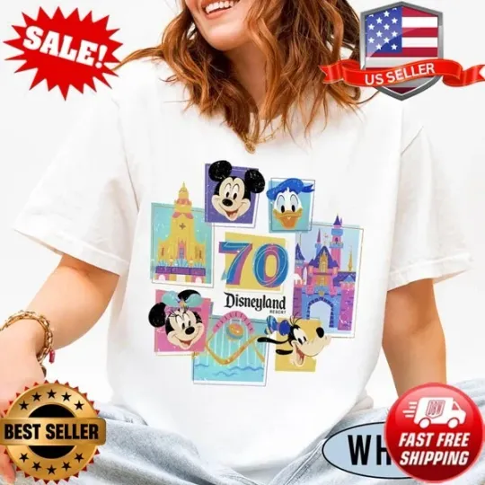 Discover Retro Disneyland 70th Anniversary 1955-2025 Shirt, 70 Years of Magic T-Shirts