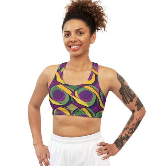 Abstract Multicolor Sports Bra, Stylish Comfort