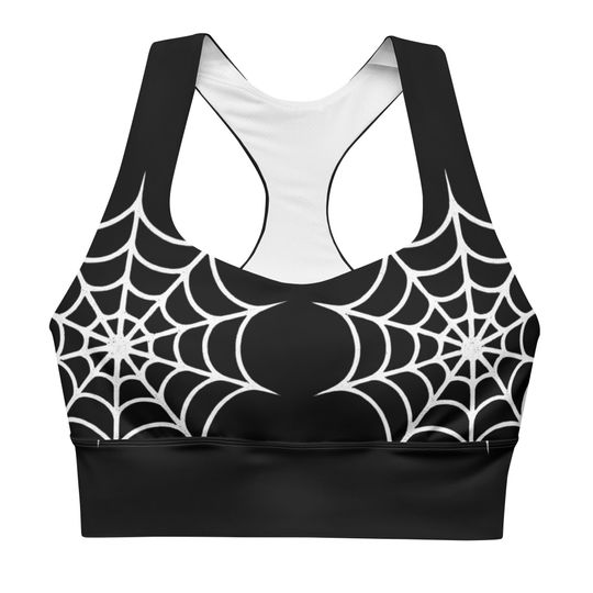 Discover Spider Web Longline Sports Bra  Recycled Athleisure Top