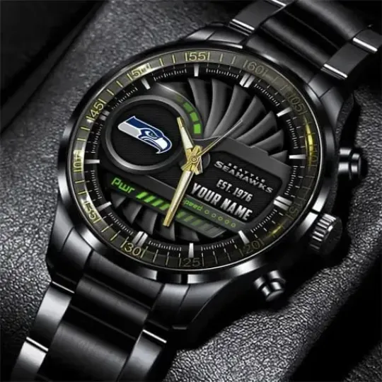 Discover Personalized Seattle Football Team Seahawkss Black Stainless Steel Watch