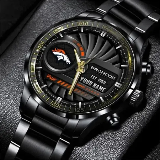 Discover Personalized Denver Football Team Broncoss  Black Stainless Steel Watch