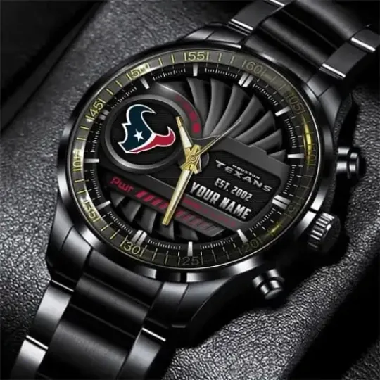 Discover Personalized Houston Football Team Texanss  Black Stainless Steel Watch