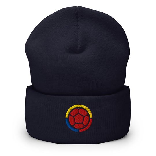 Discover Colombia Embroidered Cuffed Knit Beanie Soccer Football Hat