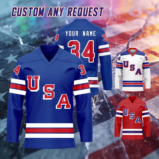 Discover Custom Hockey Jersey Personalized Printed Name & Number Fan Apparel, USA Hockey Uniform for Men, Women, Youth, Kids