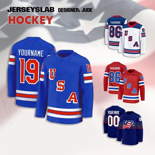 Custom 1980 USA Hockey Jersey  Personalization Stitched Letters - Adult Sizes, Team USA hockey Jersey