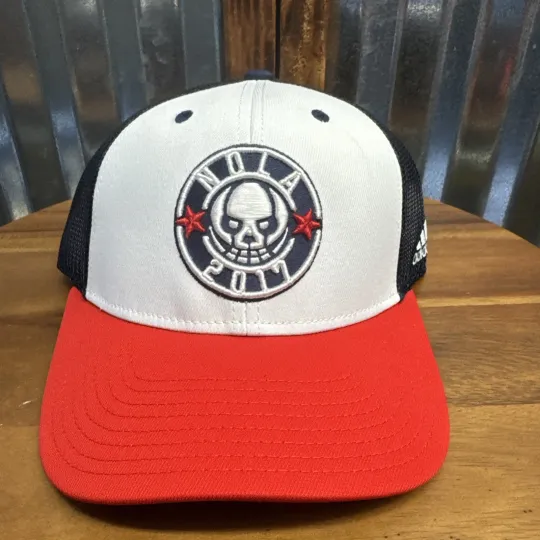 Discover Sample Adidas 2017 NOLA NBA All Star Game Skull Logo Trucker Mesh Snapback Hat