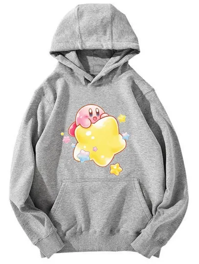 Kirby Star Cuddle Hoodie - Unisex Nintendo Pink Hero Sweatshirt