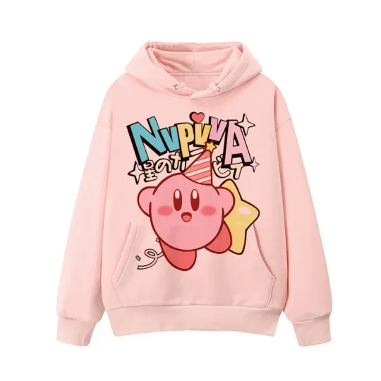 Casual Kirby Star Women Pullover Hoodie Sweatshirt Printed Pink