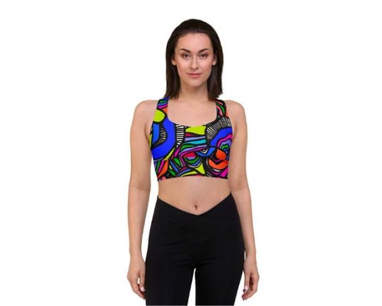 Discover Multicolor Swirl Longline Sports Bra