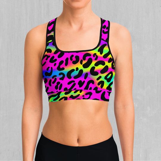Discover Rave Leopard Sports Bra, Women's Sports Bra, Workout Bra, Yoga Bra, Sports Bra For Women