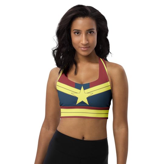A Marvelous Captain Women's Running Costume Recycled Longline Sports Bra