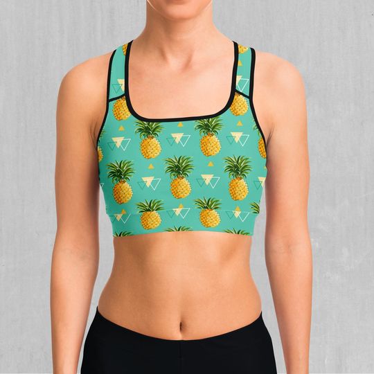 Discover Pineapples Sports Bra, Women's Sports Bra, Workout Bra, Yoga Bra, Compression Bra