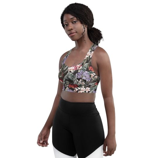 Discover Jungle Flowers Longline sports bra